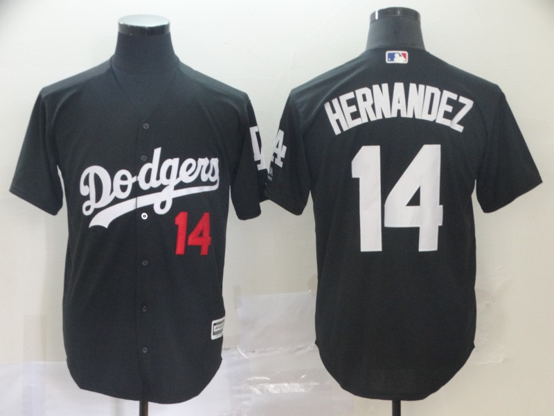 Men Los Angeles Dodgers #14 Hernandez black game MLB Jersey